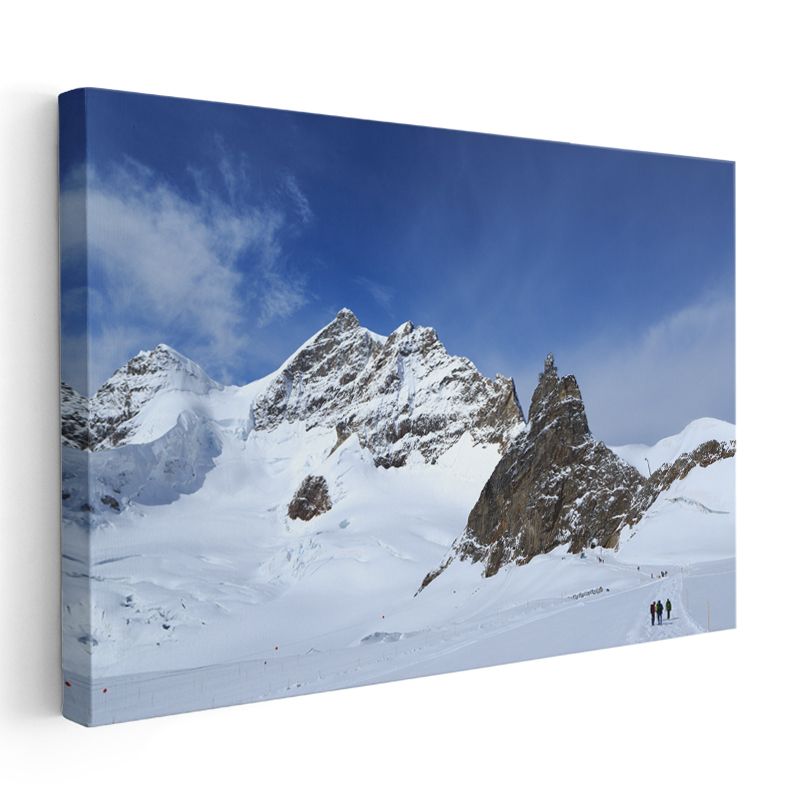 Alp Zirvesi - Karlı Dağlar ve Mavi Gökyüzü Kanvas Tablo