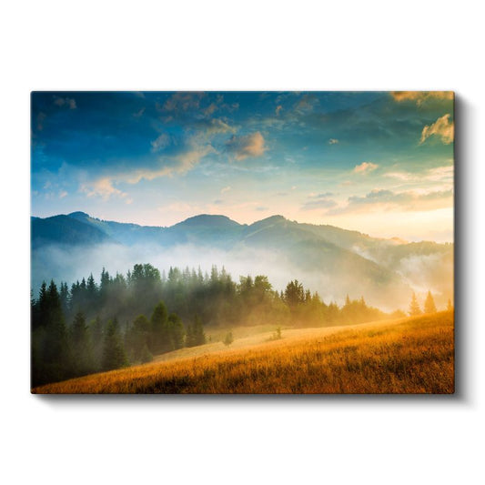 Turkuaz Dalgalar - Renkli Gün Batımı Kanvas Tablo