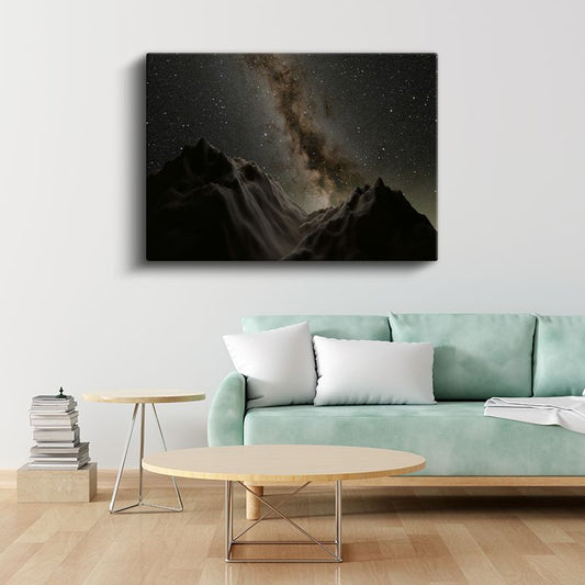 Samanyolu - Dağların Üzerinde Parlayan Galaksi Kanvas Tablo
