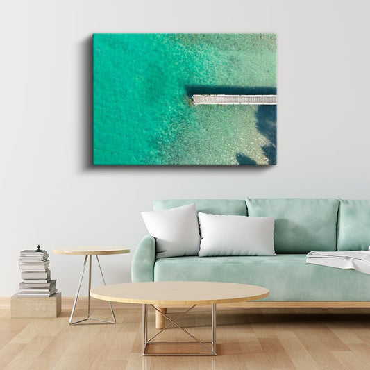 Turkuaz Deniz - Kristal Berraklığında İskele Manzarası Kanvas Tablo