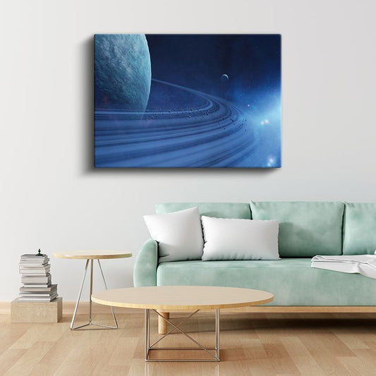 Satürn Halkaları - Kozmik Gezegen Işıltısı Kanvas Tablo