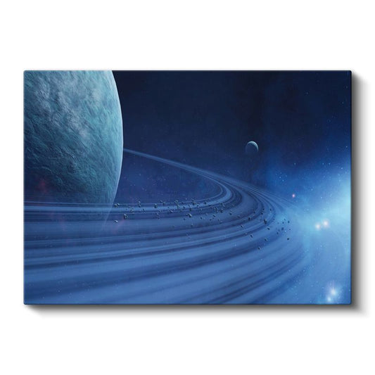 Satürn Halkaları - Kozmik Gezegen Işıltısı Kanvas Tablo