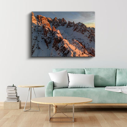 Alp Zirvesi - Gün Batımında Parlayan Karlı Dağlar Kanvas Tablo