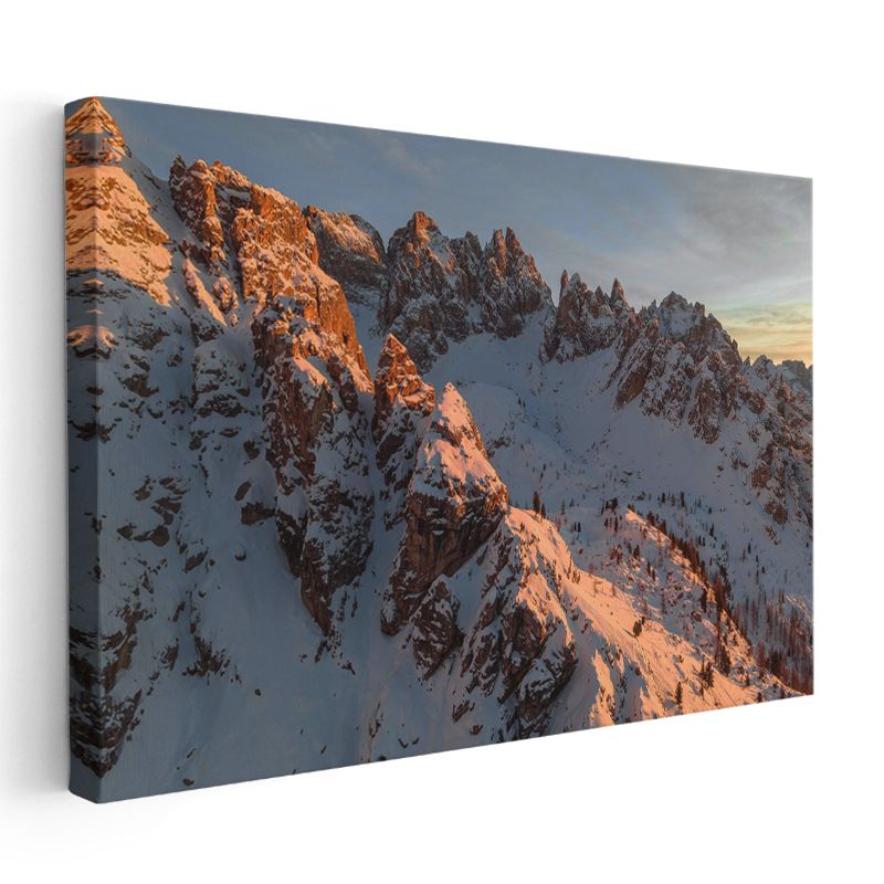 Alp Zirvesi - Gün Batımında Parlayan Karlı Dağlar Kanvas Tablo
