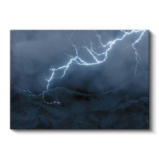 Şimşek - Dağların Üzerinde Fırtına Kanvas Tablo