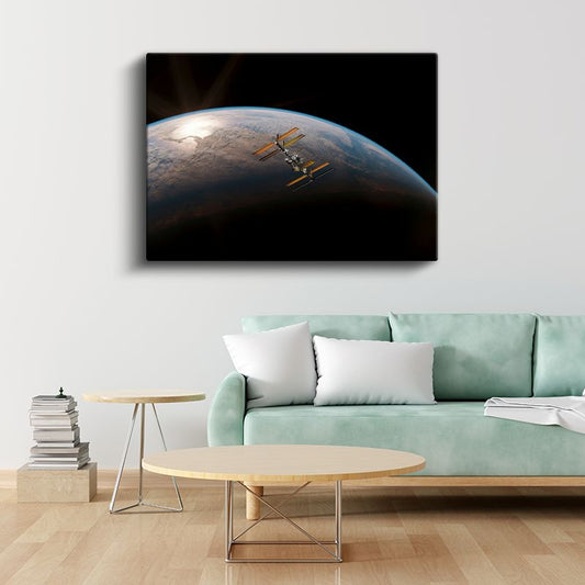 Uzay İstasyonu - Dünya Yörüngesinde Muhteşem Görünüm Kanvas Tablo