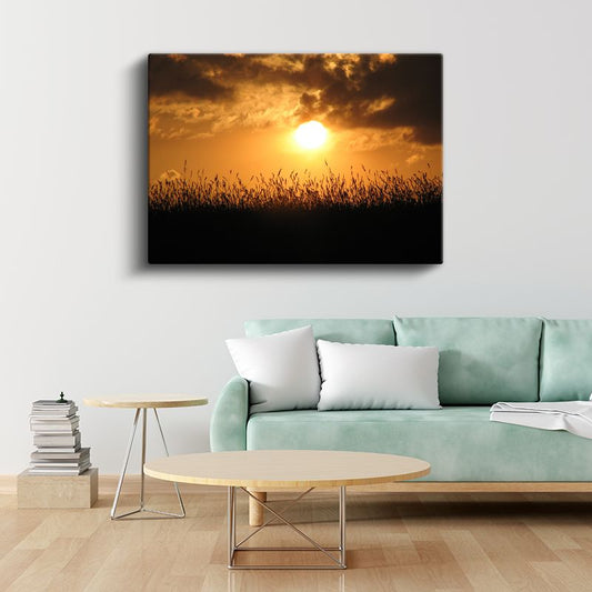 Altın Gün Batımı - Doğanın Büyüleyici Silüeti Kanvas Tablo