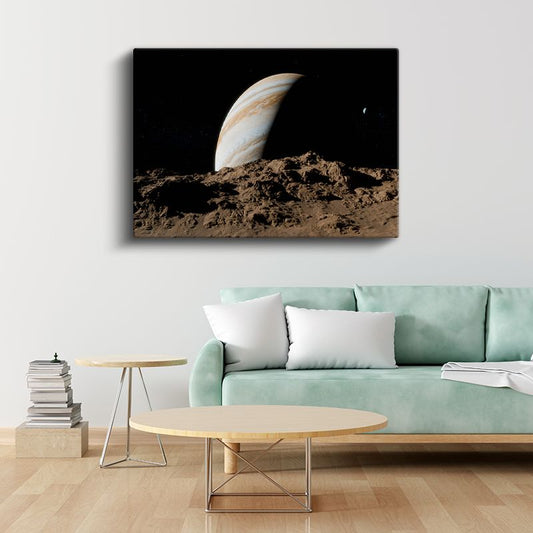 Jüpiter Manzarası - Ay Yüzeyinden Gaz Devi Kanvas Tablo