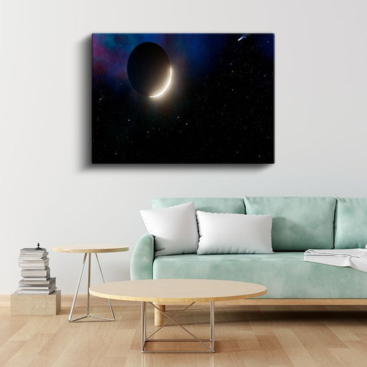 Hilal Gezegen - Kozmik Işık Oyunu Kanvas Tablo