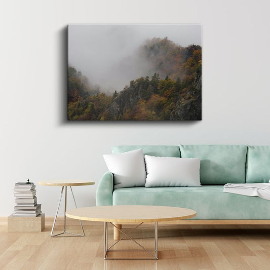 Sonbahar Dağları - Sis Perdesi Ardındaki Renkler Kanvas Tablo