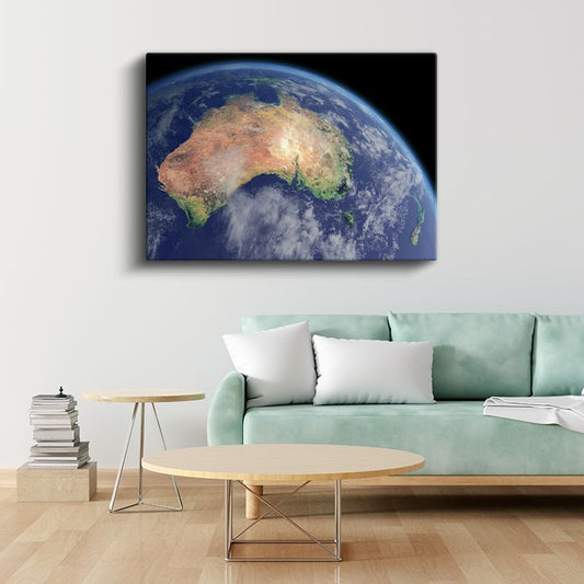 Mavi Gezegen - Uzaydan Avustralya Manzarası Kanvas Tablo