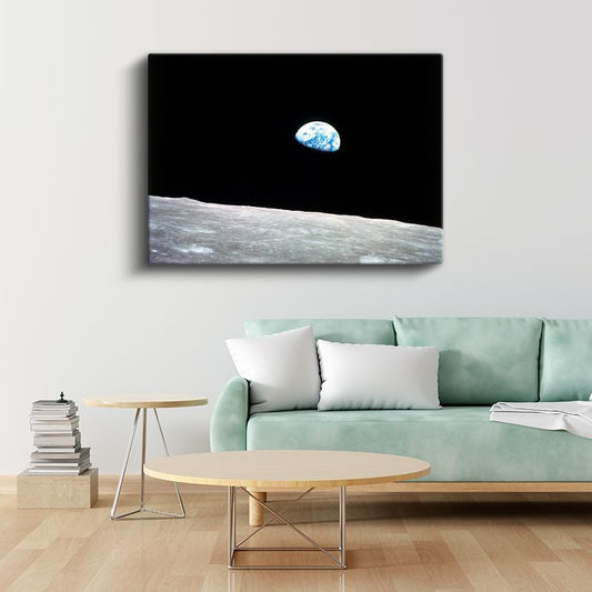 Dünya Doğuşu - Ay Yüzeyinden Kozmik Görünüm Kanvas Tablo