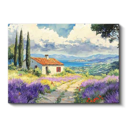 Akdeniz Çiftlik Evi - Lavanta Bahçeleri Arasında Huzurlu Yaşam Kanvas Tablo