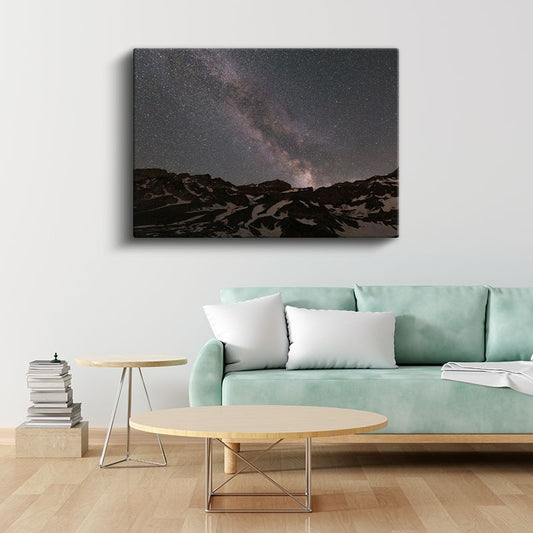 Evrenin Işıltısı - Dağ Zirvelerinde Yansıyan Samanyolu Kanvas Tablo