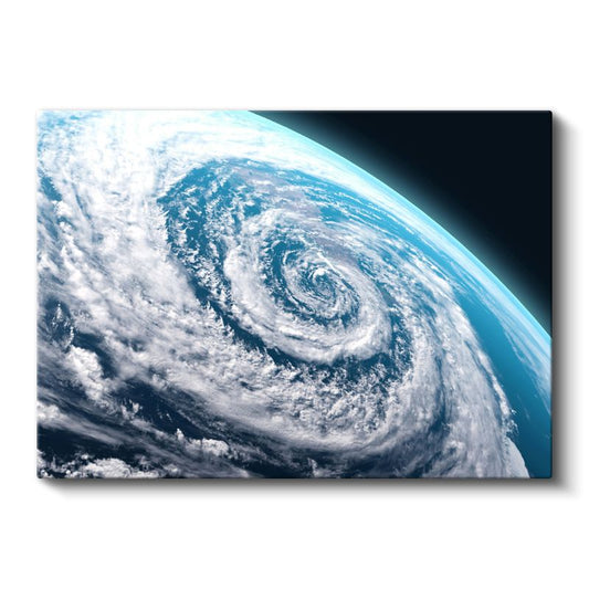 Dünya Gezegeni - Muhteşem Bulut Spirali ve Mavi Atmosfer Kanvas Tablo