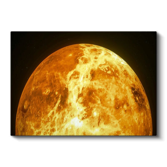Altın Ay - Detaylı Yüzey Dokusuyla Parlak Dolunay Kanvas Tablo