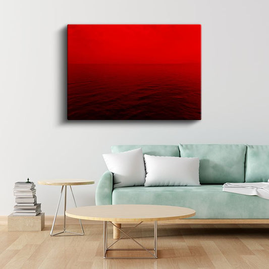 Kızıl Ufuk - Minimalist Deniz Manzarası Kanvas Tablo