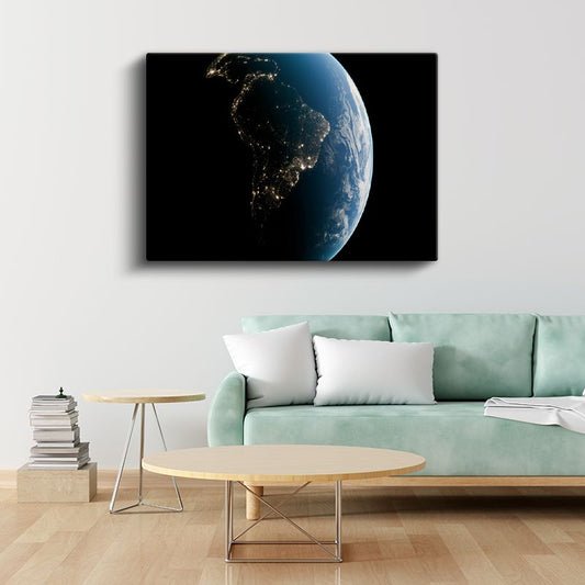 Dünya'nın Işıkları - Gece Görünümü Kanvas Tablo