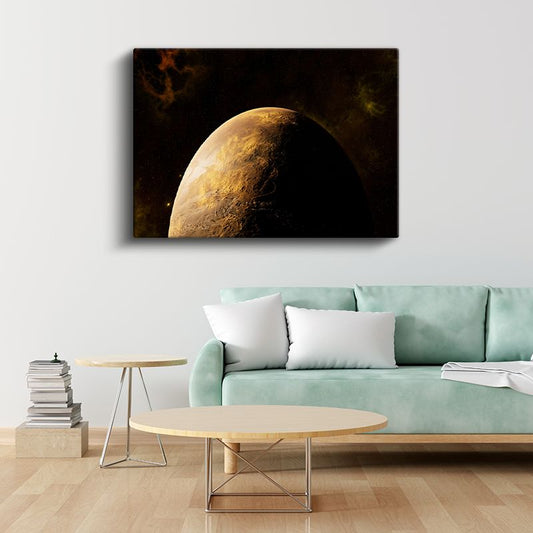 Altın Gezegen - Kozmik Manzara Kanvas Tablo