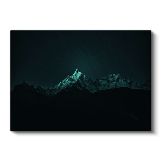 Aydınlık Zirve - Gecenin İçinde Parlayan Dağ Kanvas Tablo