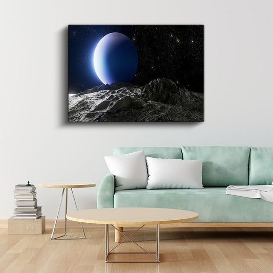 Mavi Gezegen - Ay Yüzeyinden Görünüm Kanvas Tablo