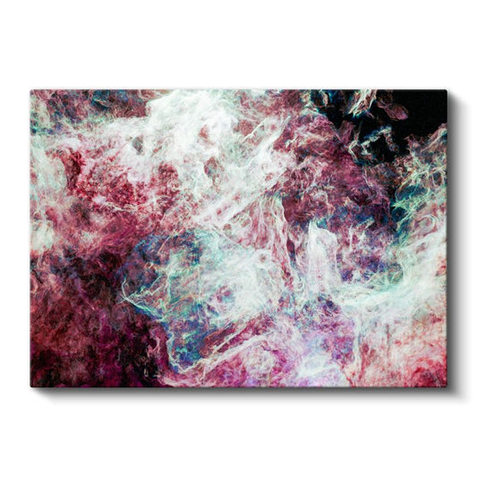 Kozmik Akış - Mor ve Beyaz Soyut Doğa Deseni Kanvas Tablo