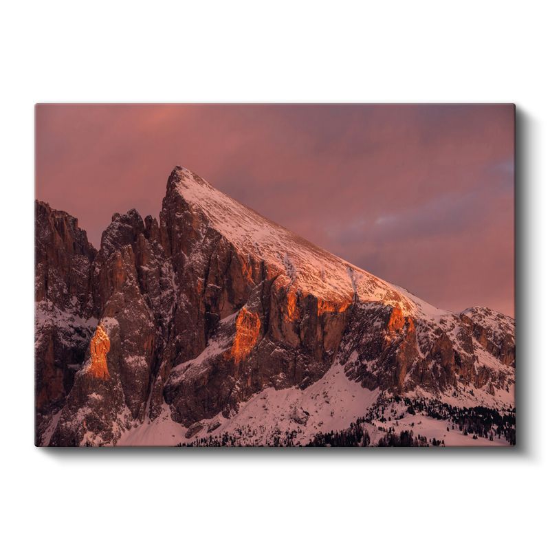 Alp Zirvesi - Gün Batımında Işıldayan Karlı Dağlar Kanvas Tablo