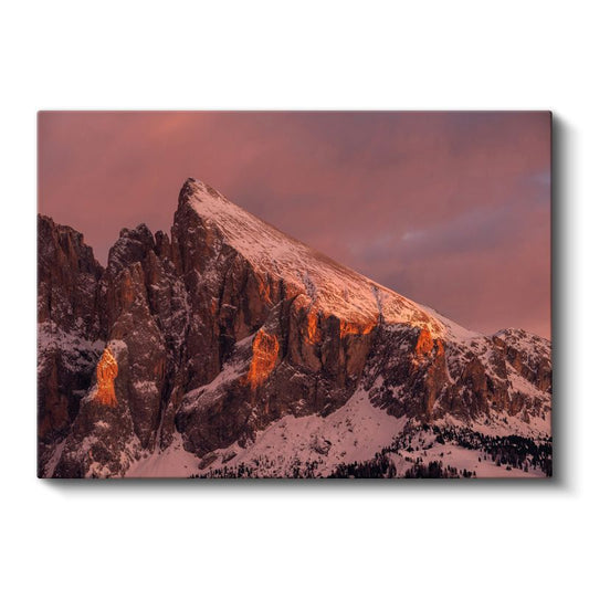Alp Zirvesi - Gün Batımında Işıldayan Karlı Dağlar Kanvas Tablo