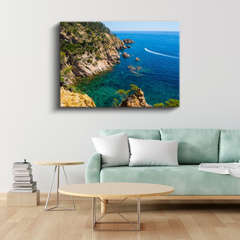 Akdeniz Kıyısı - Berrak Sular ve Kayalık Falezler Kanvas Tablo