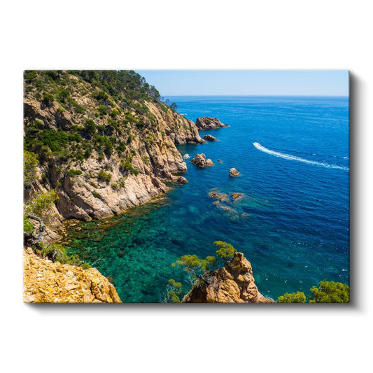 Akdeniz Kıyısı - Berrak Sular ve Kayalık Falezler Kanvas Tablo