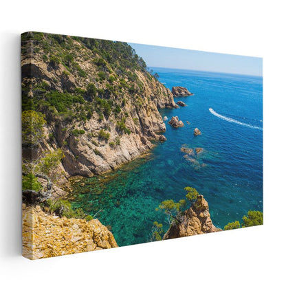 Akdeniz Kıyısı - Berrak Sular ve Kayalık Falezler Kanvas Tablo