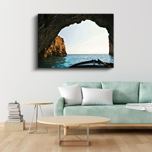 Mavi Mağara - Deniz Penceresinden Turkuaz Sular Kanvas Tablo