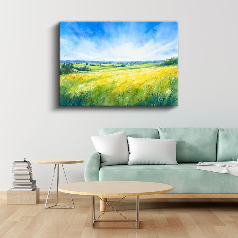 Yaz Çayırları - Mavi Gökyüzü Altında Sarı Tarlalar Kanvas Tablo