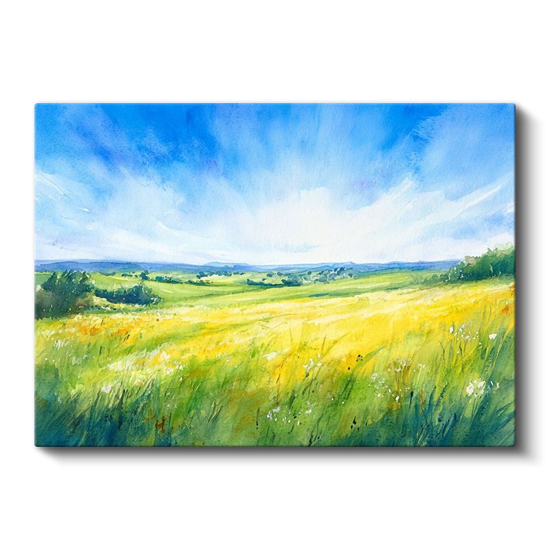 Yaz Çayırları - Mavi Gökyüzü Altında Sarı Tarlalar Kanvas Tablo