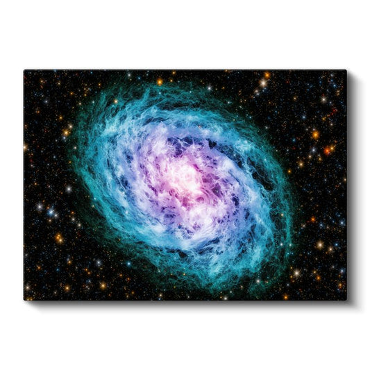 Kozmik Girdap - Turkuaz ve Mor Renkli Spiral Galaksi Kanvas Tablo
