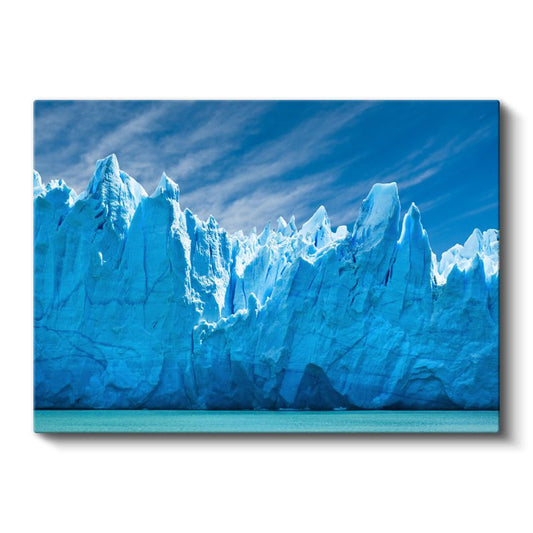 Buzul Heybeti - Turkuaz Suda Yükselen Mavi Buz Dağları Kanvas Tablo