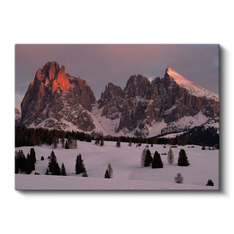 Alp Zirvesi - Gün Doğumunda Karlı Dağ Silsilesi Kanvas Tablo