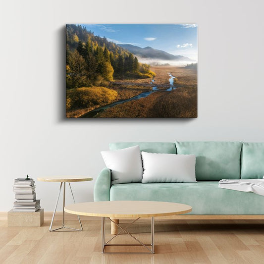 Sonbahar Vadisi - Altın Yapraklı Orman Kanvas Tablo