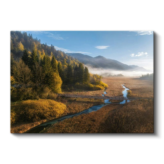 Sonbahar Vadisi - Altın Yapraklı Orman Kanvas Tablo