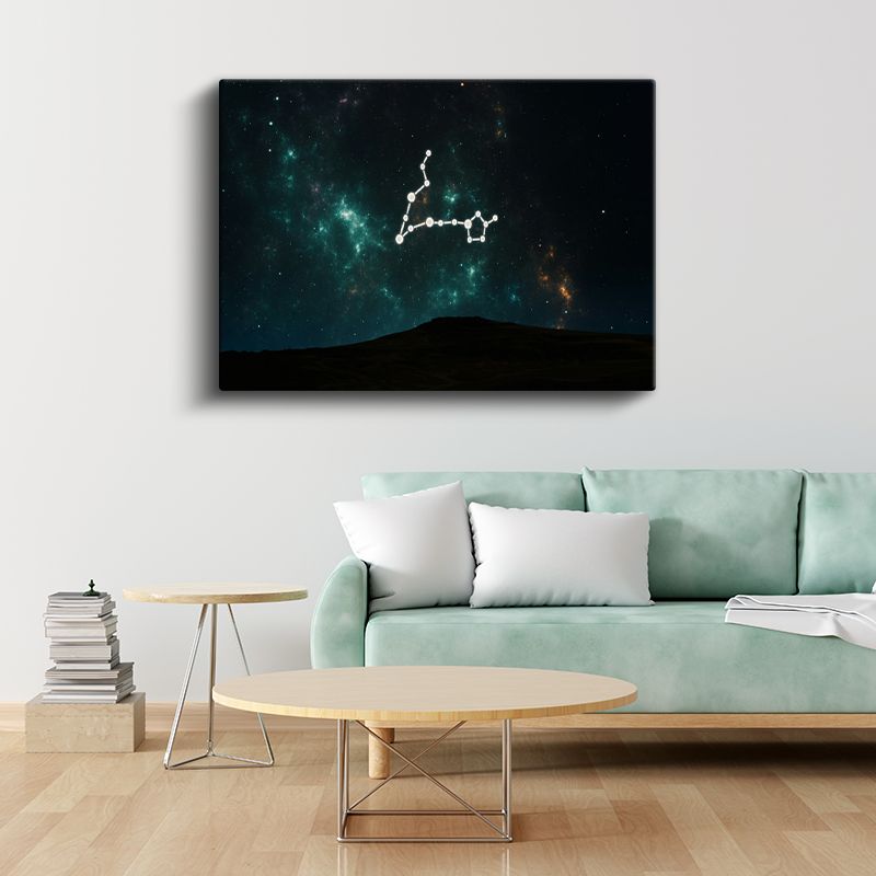 Yıldız Takımı - Gece Gökyüzünde Parlayan Kozmik Harita Kanvas Tablo