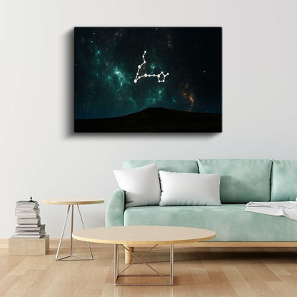 Yıldız Takımı - Gece Gökyüzünde Parlayan Kozmik Harita Kanvas Tablo