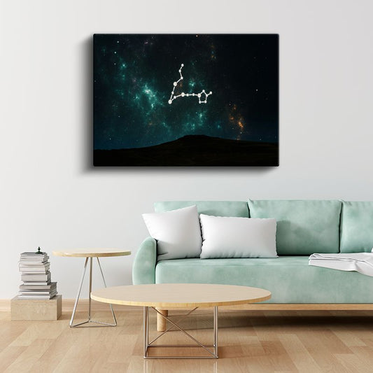 Yıldız Takımı - Gece Gökyüzünde Parlayan Kozmik Harita Kanvas Tablo