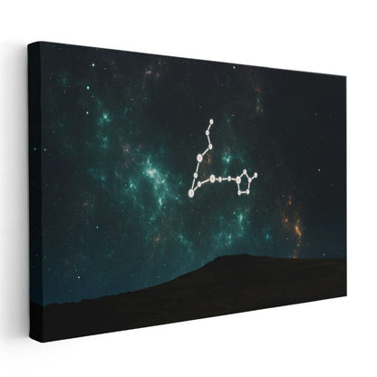 Yıldız Takımı - Gece Gökyüzünde Parlayan Kozmik Harita Kanvas Tablo