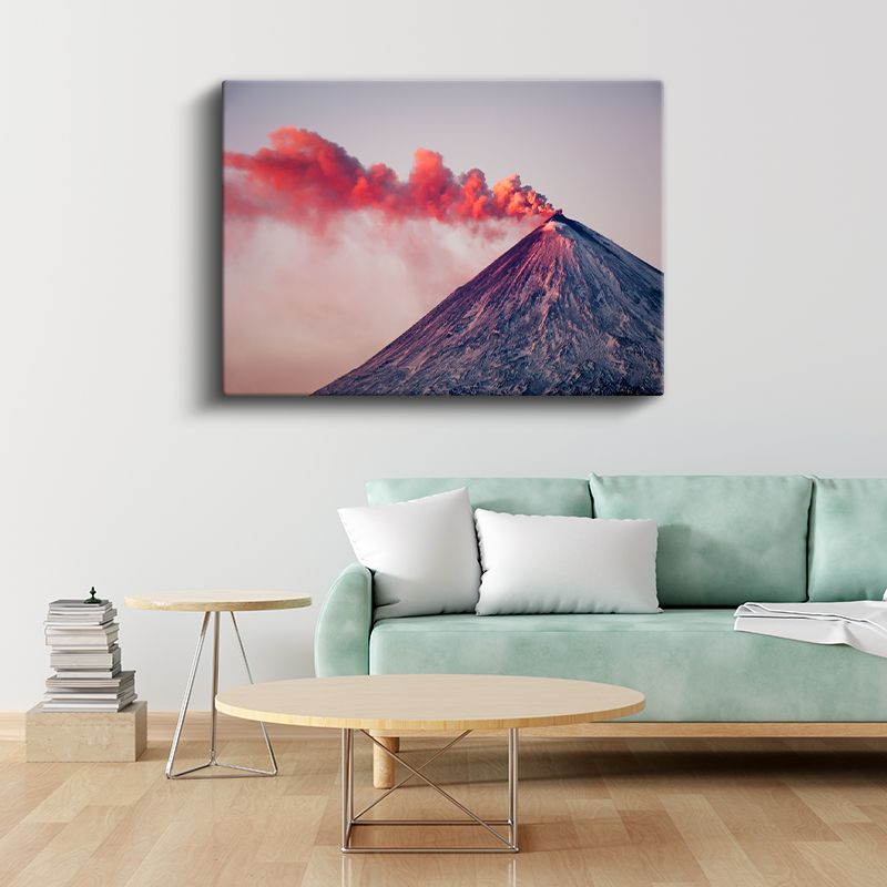 Aktif Yanardağ - Kızıl Dumanlar Saçan Volkanik Güzellik Kanvas Tablo