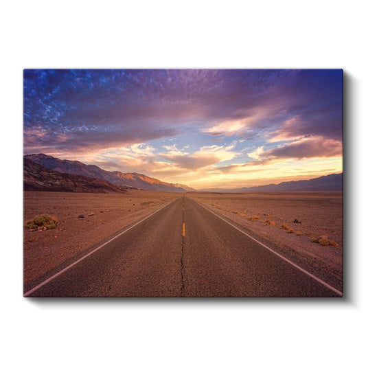 Çöl Yolu - Renkli Gökyüzü Altında Kanvas Tablo