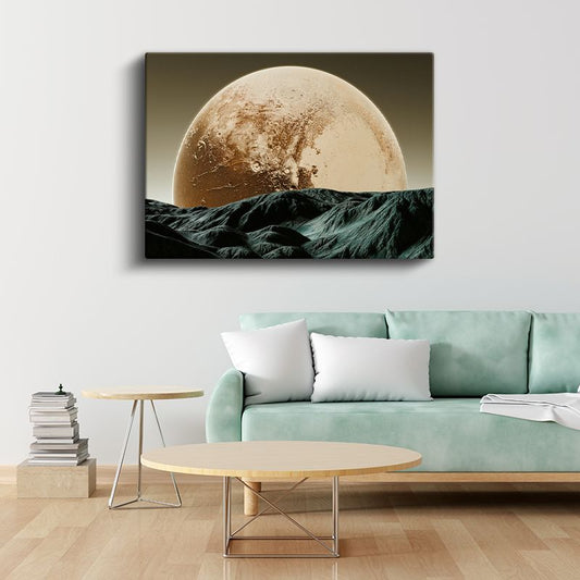 Ay Doğuşu - Dağlar Üzerinde Muhteşem Görünüm Kanvas Tablo