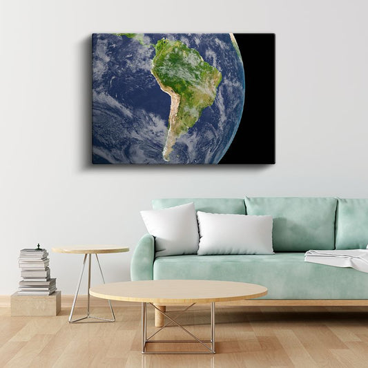 Dünya - Güney Amerika Kıtasının Uzaydan Görünümü Kanvas Tablo