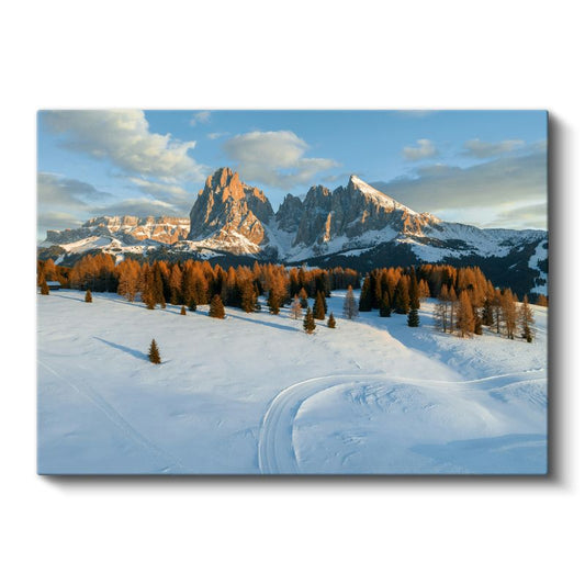 Alp Dağları - Karlı Zirveler ve Sonbahar Ormanları Kanvas Tablo