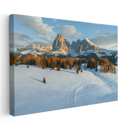 Alp Dağları - Karlı Zirveler ve Sonbahar Ormanları Kanvas Tablo