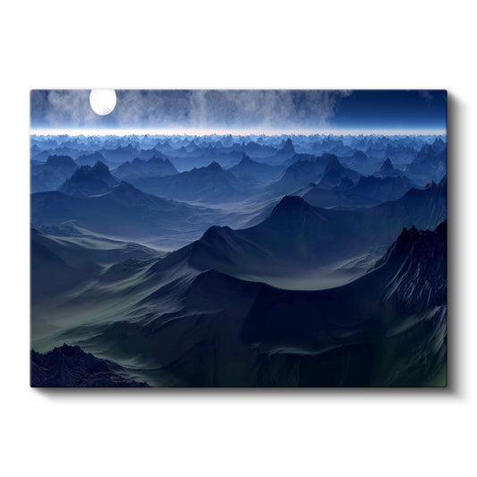 Mavi Dağlar - Ay Işığında Mistik Vadiler Kanvas Tablo